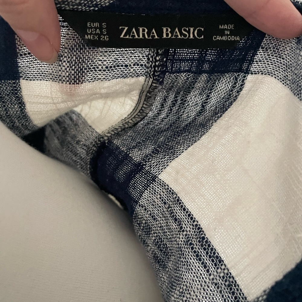 Zara Linen Gingham check Top - Picture 4 of 4